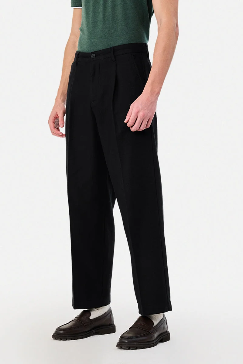 Snitch Black 100% Cotton Baggy Trousers for Men | Best Price UAE